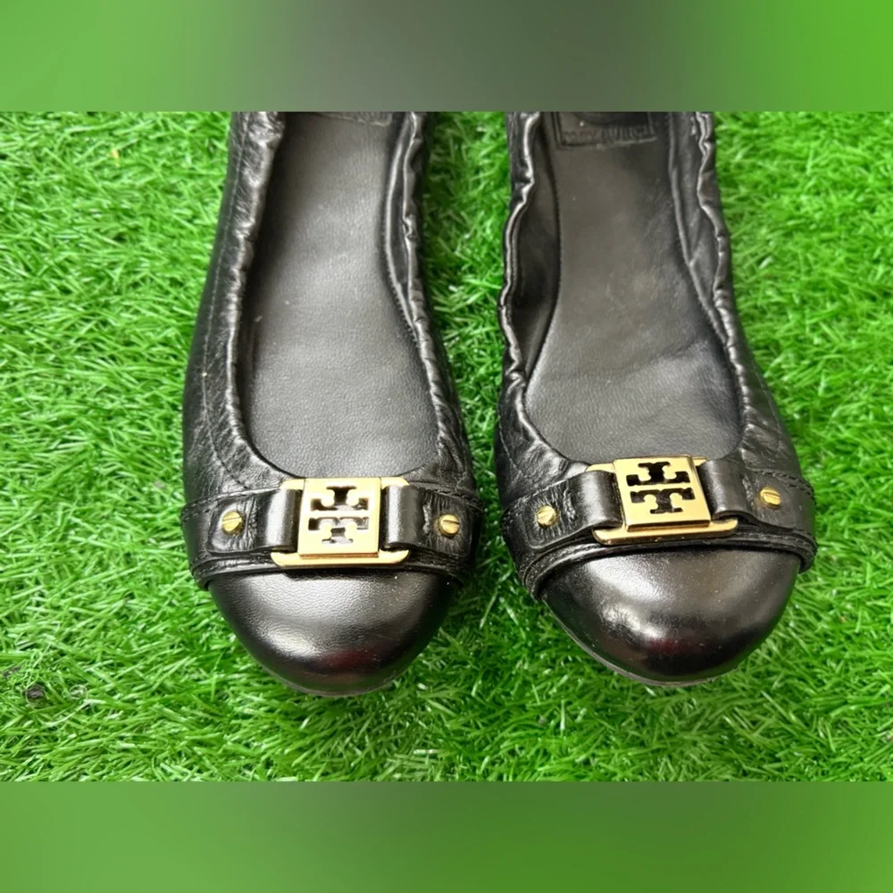 Tory‎ Burch Black Leather Ballet Flats Size 7